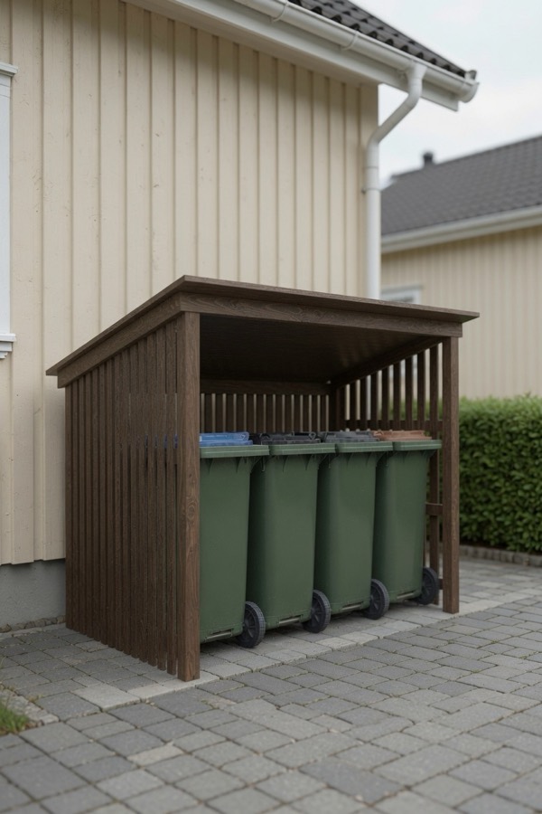 Roverk Skjul inntil lys husvegg